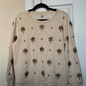 J. Crew Cream Embellished Top